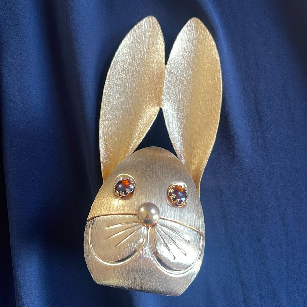 Vintage MCM Napier gold tone rabbit bank